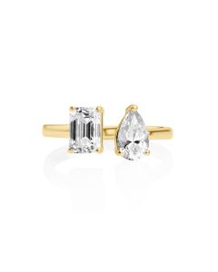 White Moissanite Toi Moi Ring in 14K Yellow Gold