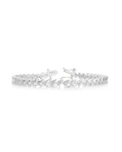 15.40 DEW White Moissanite Tennis Bracelet in 14K White Gold