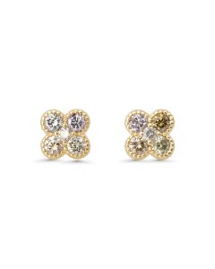0.54 Cts Multi Color Diamond Earring in 14K Yellow Gold