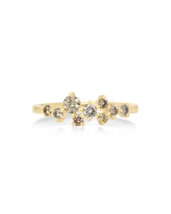 0.48 Cts Multi Color Diamond Ring in 14K Yellow Gold