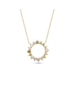 0.58 Cts Multi Color Diamond Necklace in 14K Yellow Gold
