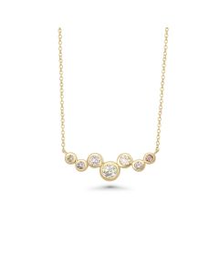 0.39 Cts Multi Color Diamond Necklace in 14K Yellow Gold
