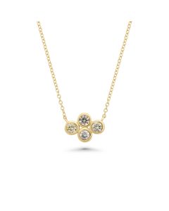 0.2 Cts Multi Color Diamond Necklace in 14K Yellow Gold