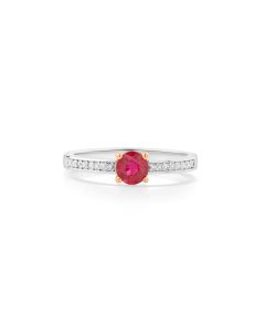 0.62 Cts Ruby and White Diamond Ring in 14K Two Tone