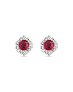 1.1 Cts Ruby and White Diamond Earring in 14K Two Tone
