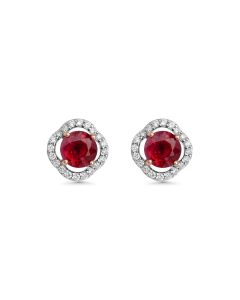 1.62 Cts Ruby and White Diamond Earring in 14K Two Tone