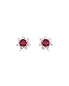 1.4 Cts Ruby and White Diamond Earring in 14K Two Tone