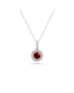 0.52 Cts Ruby and White Diamond Pendant in 14K Two Tone