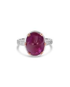 10.33 Cts Ruby and White Diamond Ring in 14K Two Tone