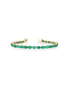 13.90 Cts Emerald Tennis Bracelet in 14K Yellow Gold