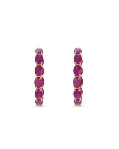 15.2 Cts Ruby Hoop Earring in 14K Yellow Gold