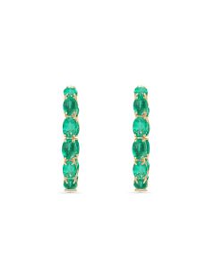 15.20 Cts Emerald Hoop Earring in 14K Yellow Gold