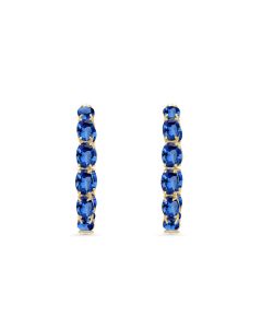 15.20 Cts Blue Sapphire Hoop Earring in 14K Yellow Gold