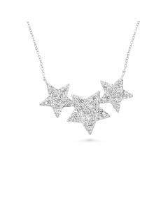 0.77 Cts White Diamond Necklace in 14K White Gold