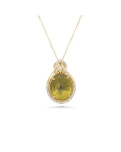 16.77 Cts Sillimanite and White Diamond Pendant in 14K Yellow Gold