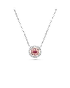 0.33 Cts Pink Diamond and White Diamond Necklace in 18K Two Tone