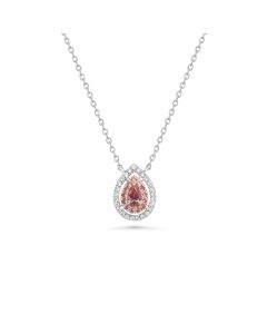 0.18 Cts Pink Diamond and White Diamond Necklace in 18K Two Tone