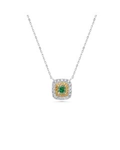 0.33 Cts Green Diamond and Yellow Diamond Necklace in 18K Two Tone