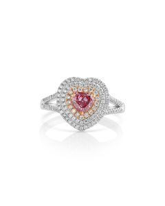 0.75 Cts Pink Diamond and White Diamond Ring in 18K Two Tone