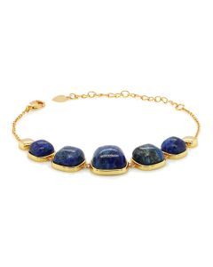 Lapis Lazuli 5 Stone Bracelet in Brass