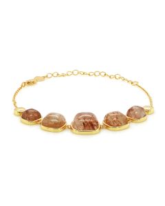 Golden Rutile 5 Stone Bracelet in Brass