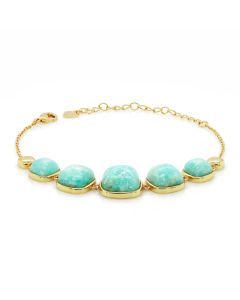 Amazonite 5 Stone Bracelet in Brass