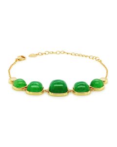 Green Beryl 5 Stone Bracelet in Brass