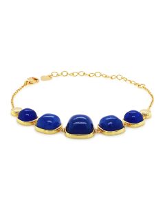 Sapphire Colored Beryl 5 Stone Bracelet in Brass