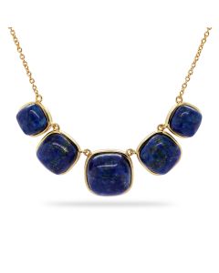 Lapis Lazuli 5 Stone Necklace in Brass