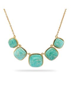 Amazonite 5 Stone Necklace in Brass