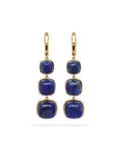 Lapis Lazuli 3 Stone Earring in Brass