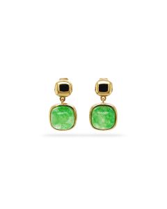 Green Beryl Earring in Brass