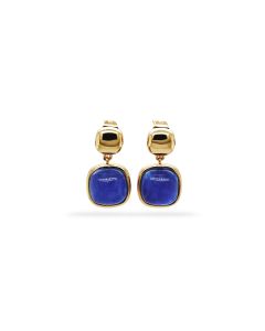 Sapphire Colored Beryl Earring in Brass