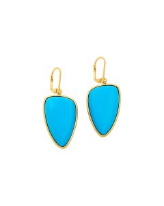 42 Cts Turquoise Dangle Earring in Brass