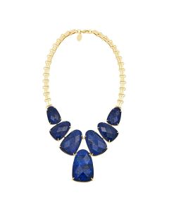 313.00 Cts Lapis Statement Necklace in Brass