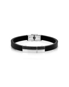 Black CZ Bracelet in Stainless Steel