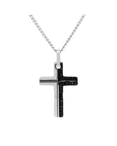 Cross Black CZ Pendant in Stainless Steel