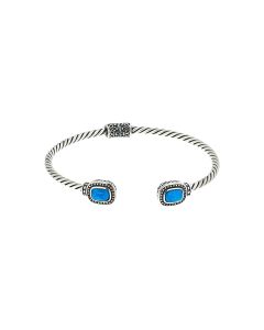 1.65 Cts Turquoise Open Cuff Bangle in 925