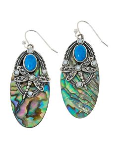 15.60 Cts Abalone and Turquoise Earring in 925