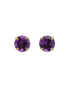 Amethyst Stud Earring in 10K Yellow Gold