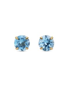 Swiss Blue Topaz Stud Earring in 10K Yellow Gold