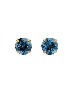 London Blue Topaz Stud Earring in 10K Yellow Gold