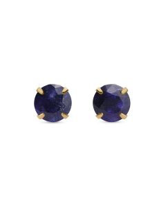 2.53 Cts Blue Sapphire Stud Earring in 10K Yellow Gold