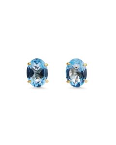 2.69 Cts Swiss Blue Topaz Stud Earring in 10K Yellow Gold