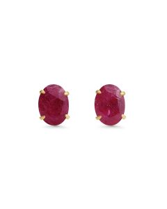 3.01 Cts Ruby Stud Earring in 10K Yellow Gold