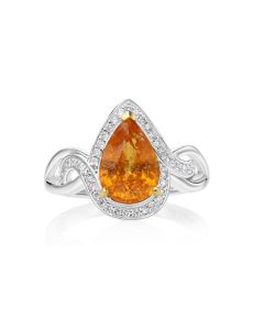 3.16 Cts Spessartite and White Diamond Ring in 14K Two Tone