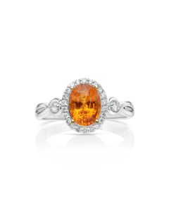 2.4 Cts Spessartite and White Diamond Ring in 14K Two Tone