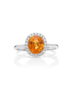 2.3 Cts Spessartite and White Diamond Ring in 14K Two Tone