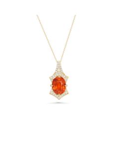 4.07 Cts Spessartite and White Diamond Pendant in 14K Yellow Gold