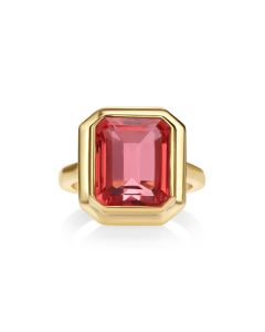 7.19 Cts Padparadscha Colored Doublet Quartz Ring in Brass
